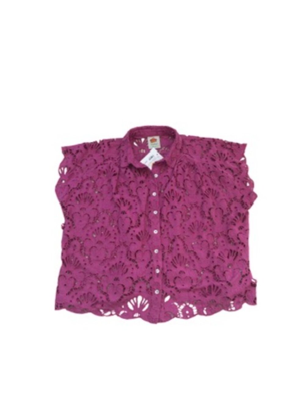 Farm Rio pink seashell eyelet short top set size M - Picture 4 of 6